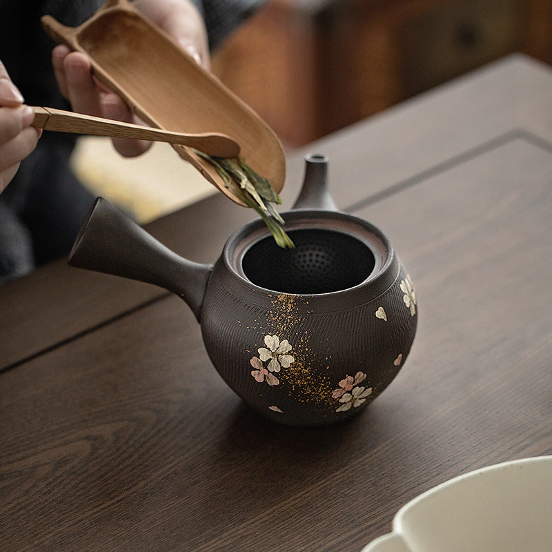 Spherical Filter Side Handle Tea Pot
