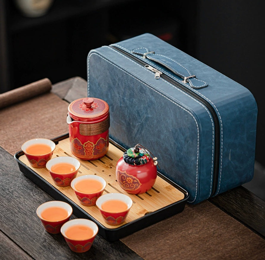 Tea Set Suit Ceramic One Pot Four Cups Gift Box