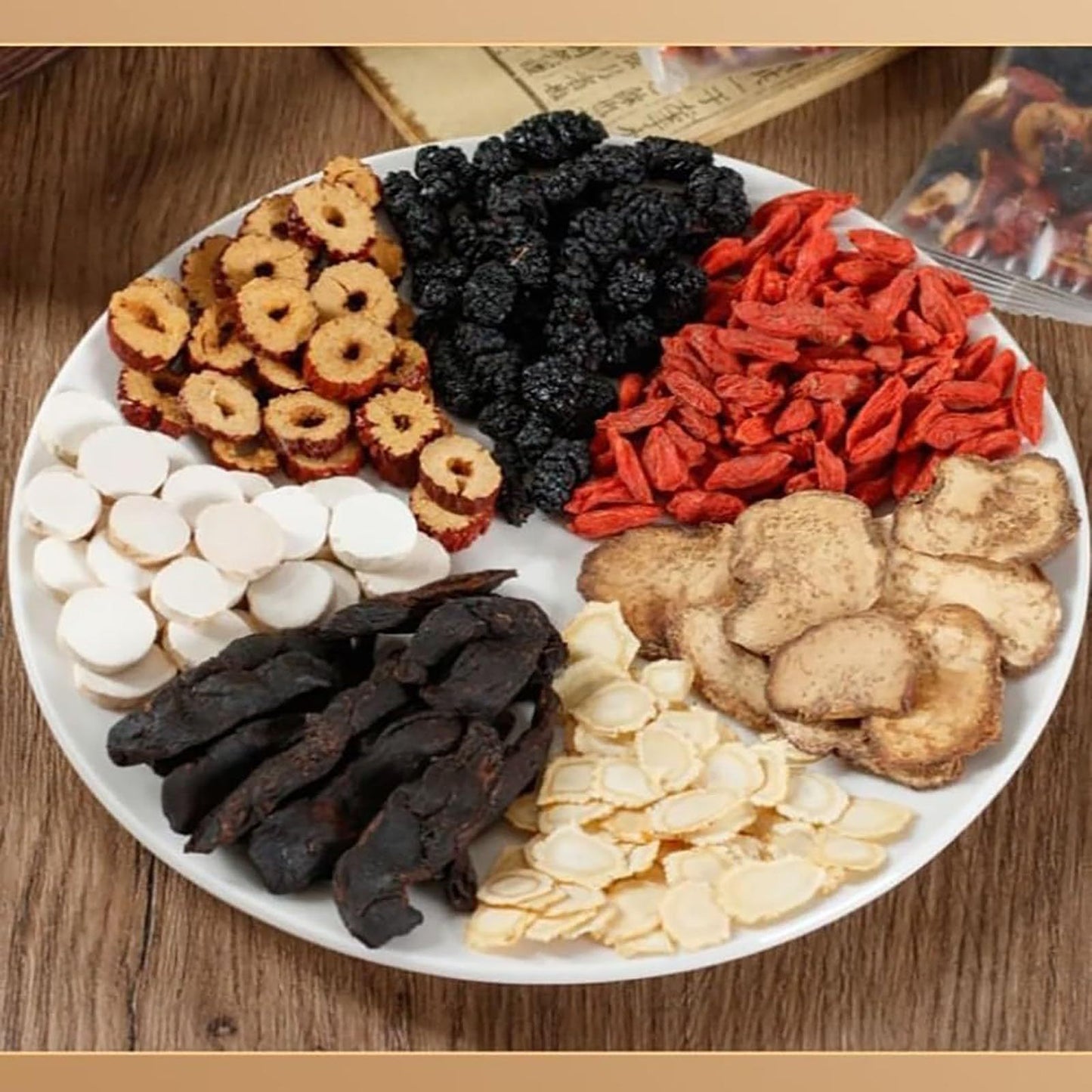 Wolfberry Herbal Tea, Kidney Tea Formula, Ginseng Six Treasure Tea, Liver And Kidney Support Tea, Pure Chinese Herbal Medicine Five Treasures Tea 1box 20 Pcs