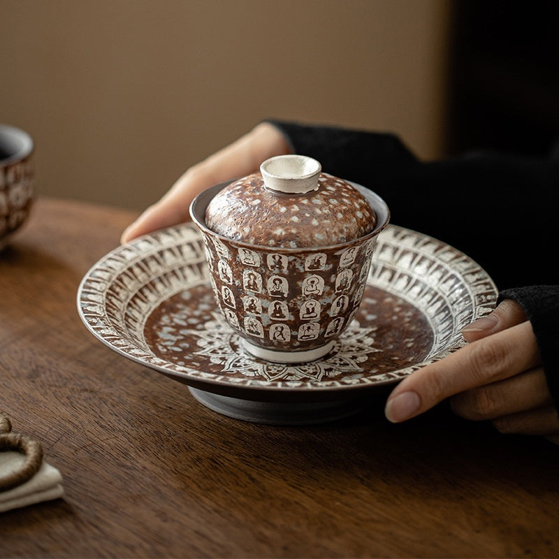 Dunhuang Wanfo Pot Tray Ceramic Tea Set