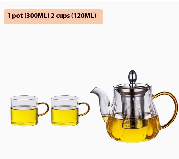 Pumpkin Pot Glass Heat-resistant Flowering Tea Pot Stainless Steel Filter