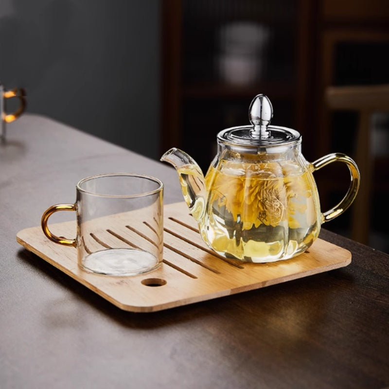 Pumpkin Pot Glass Heat-resistant Flowering Tea Pot Stainless Steel Filter