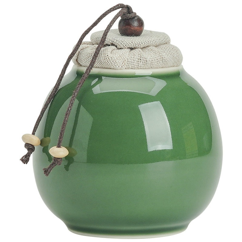 Green Glass Glaze Small Round Tea Pot