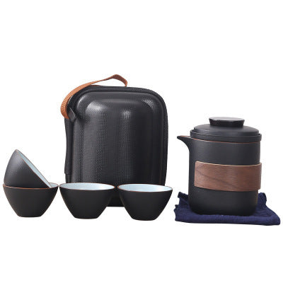One pot and four cups convenient travel tea set
