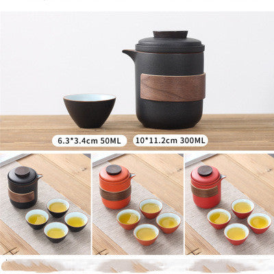 One pot and four cups convenient travel tea set
