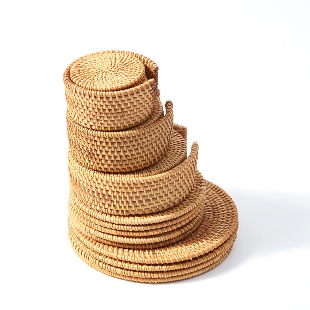 Woven Vietnamese Rattan Coaster, Bamboo Tea Mat, Table Mat, Potholder, Teacup Pot Mat, Placemat, Tea Ceremony Tea Set