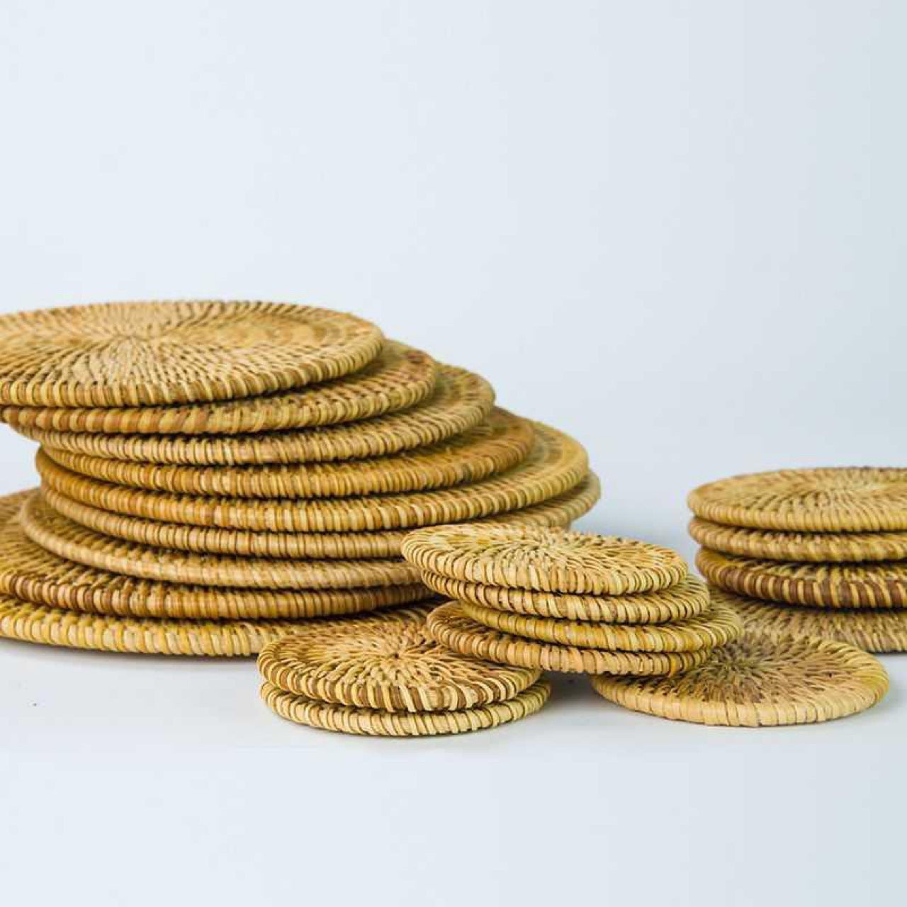 Woven Vietnamese Rattan Coaster, Bamboo Tea Mat, Table Mat, Potholder, Teacup Pot Mat, Placemat, Tea Ceremony Tea Set