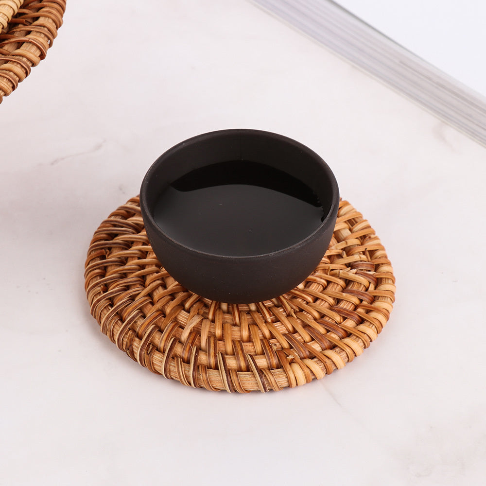 Woven Vietnamese Rattan Coaster, Bamboo Tea Mat, Table Mat, Potholder, Teacup Pot Mat, Placemat, Tea Ceremony Tea Set