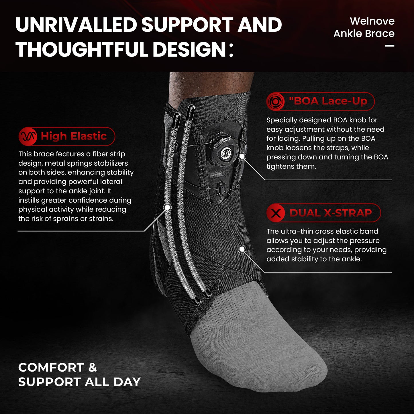 Ankle Fixed Brace Sprain Pulled Hamstring Rehabilitation Protective Gear