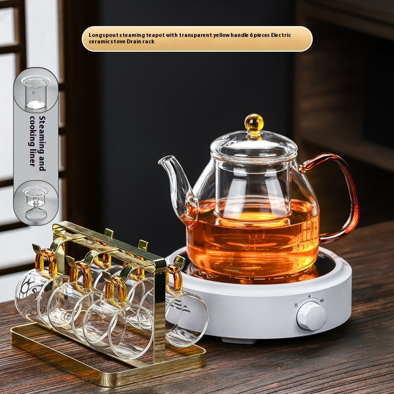 Glass Tea Steaming Pot Household High Temperature Resistant Thickened Steam Tea Kettle Electric Ceramic Stove Tea Cooker