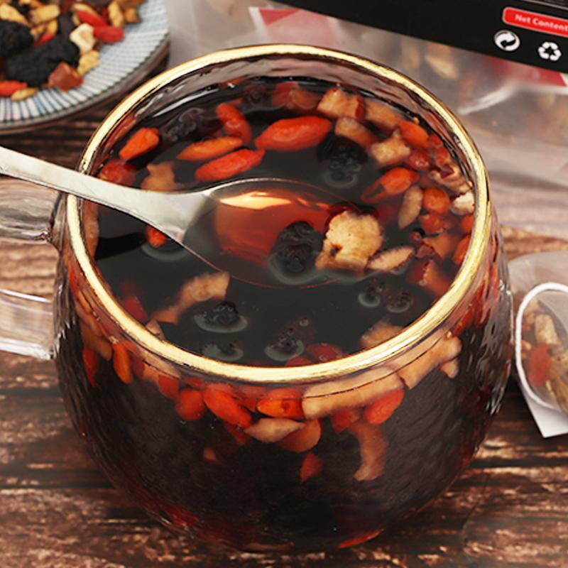 Wolfberry Herbal Tea, Kidney Tea Formula, Ginseng Six Treasure Tea, Liver And Kidney Support Tea, Pure Chinese Herbal Medicine Five Treasures Tea 1box 20 Pcs