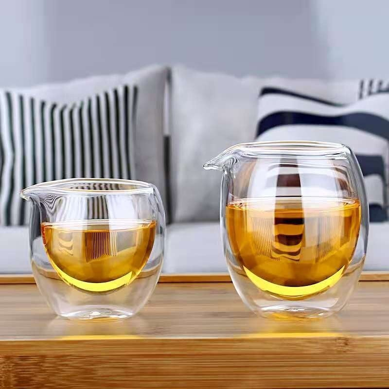 Double Layer Glass Cup Tea Serving Pot Fair Mug