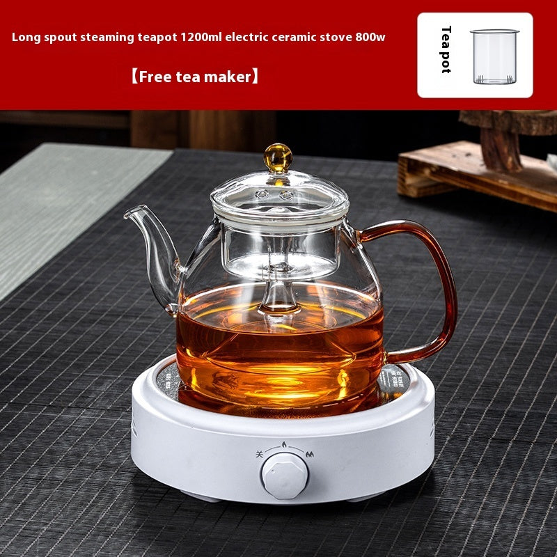 Glass Tea Steaming Pot Household High Temperature Resistant Thickened Steam Tea Kettle Electric Ceramic Stove Tea Cooker