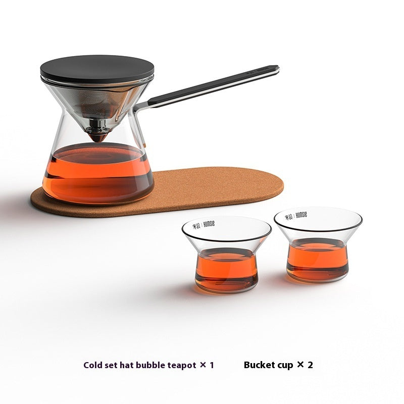 Magnetic Press Type Tea Pot And Glass Cup