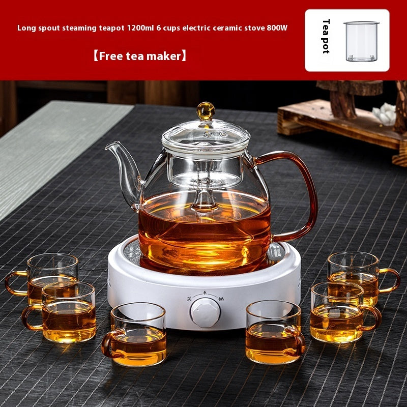 Glass Tea Steaming Pot Household High Temperature Resistant Thickened Steam Tea Kettle Electric Ceramic Stove Tea Cooker