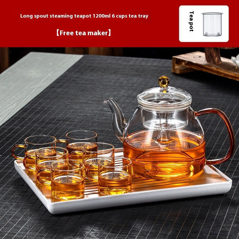Glass Tea Steaming Pot Household High Temperature Resistant Thickened Steam Tea Kettle Electric Ceramic Stove Tea Cooker