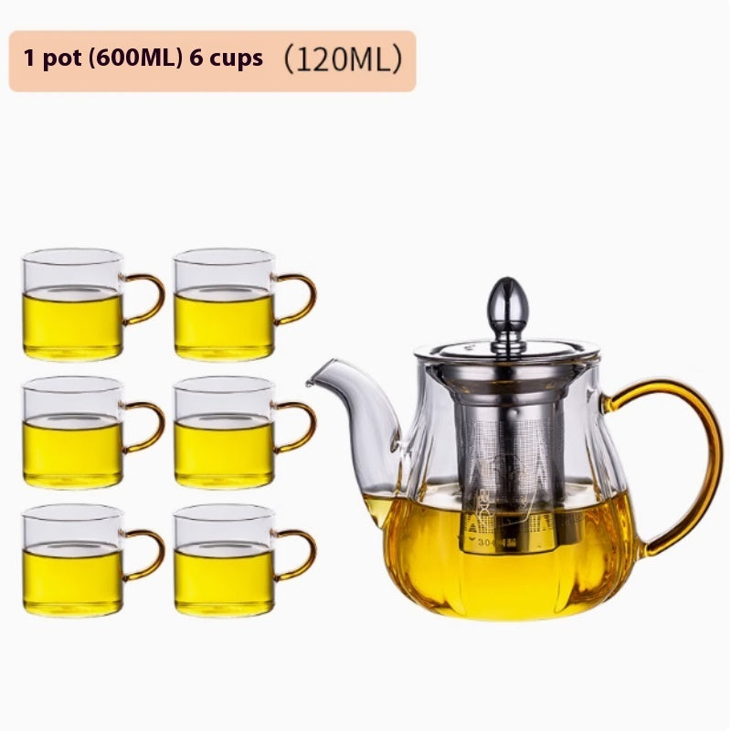 Pumpkin Pot Glass Heat-resistant Flowering Tea Pot Stainless Steel Filter