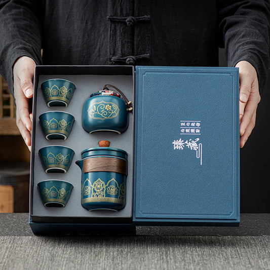 Tea Set Suit Ceramic One Pot Four Cups Gift Box