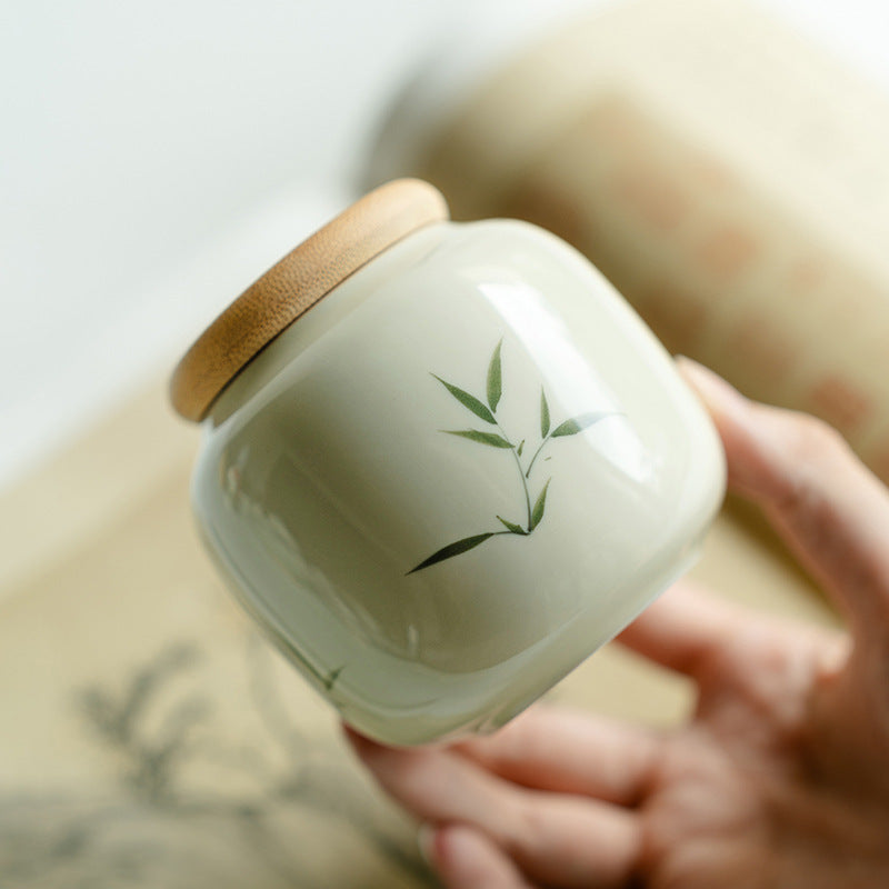 Pure Hand Drawing Bamboo Ceramic Tea Pot Household