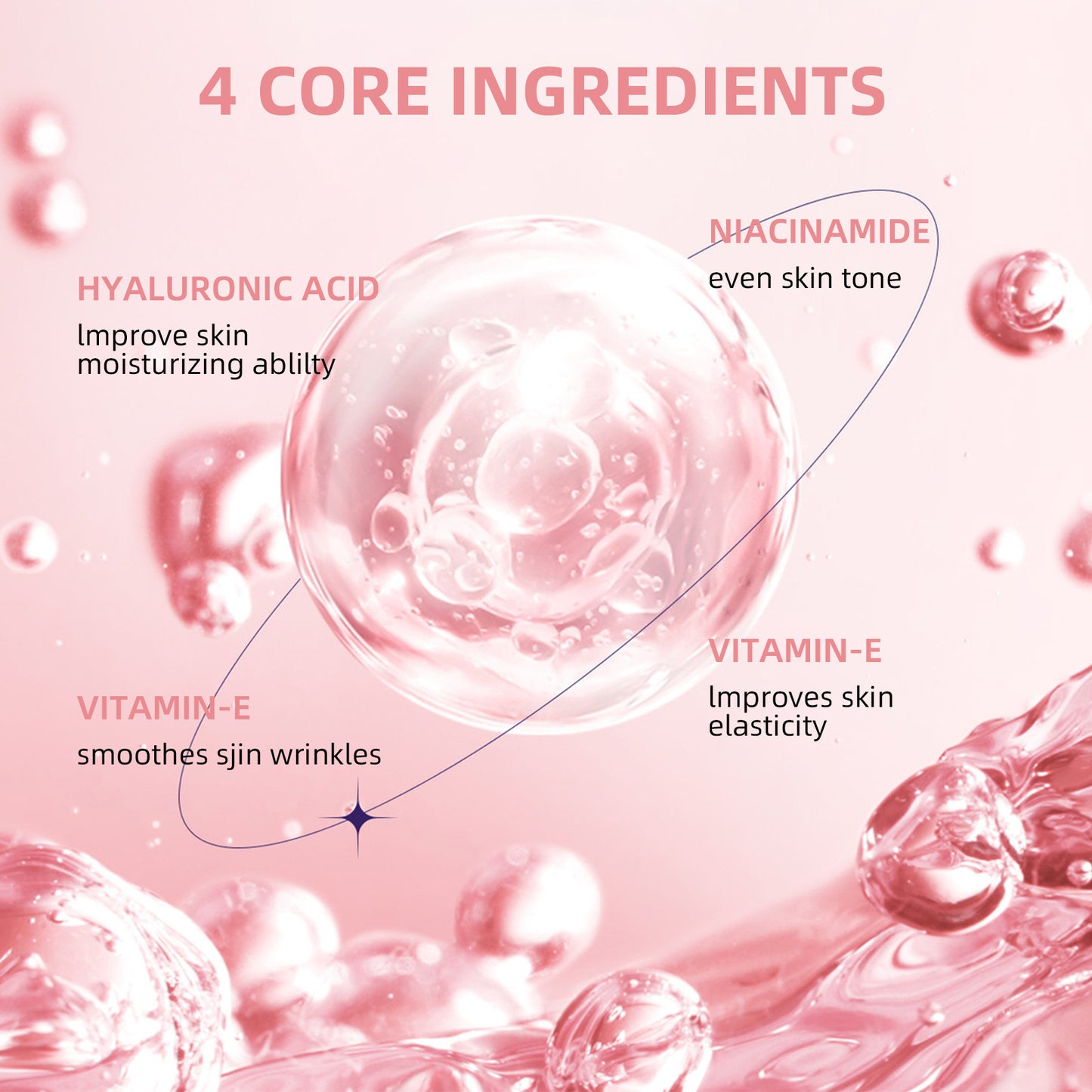 Stock Solution Hyaluronic Acid Nicotinamide Vitamin C Vitamin E Four-in-one