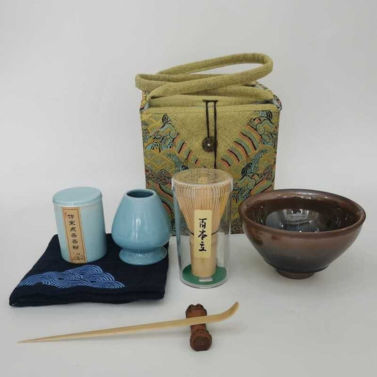 Tea Bowl Brush Towel Powder Pot Set