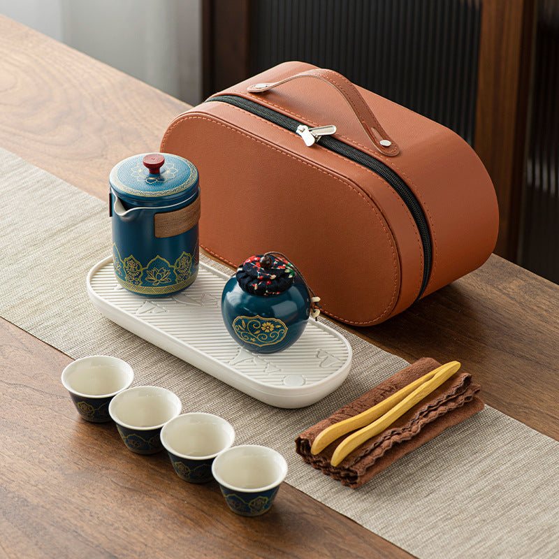 Tea Set Suit Ceramic One Pot Four Cups Gift Box