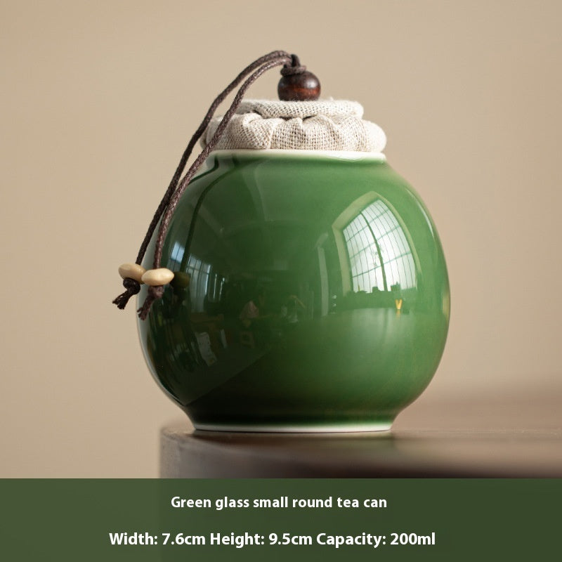 Green Glass Glaze Small Round Tea Pot