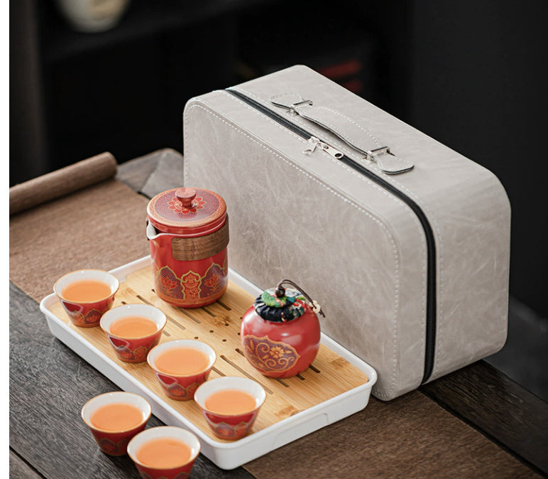 Tea Set Suit Ceramic One Pot Four Cups Gift Box