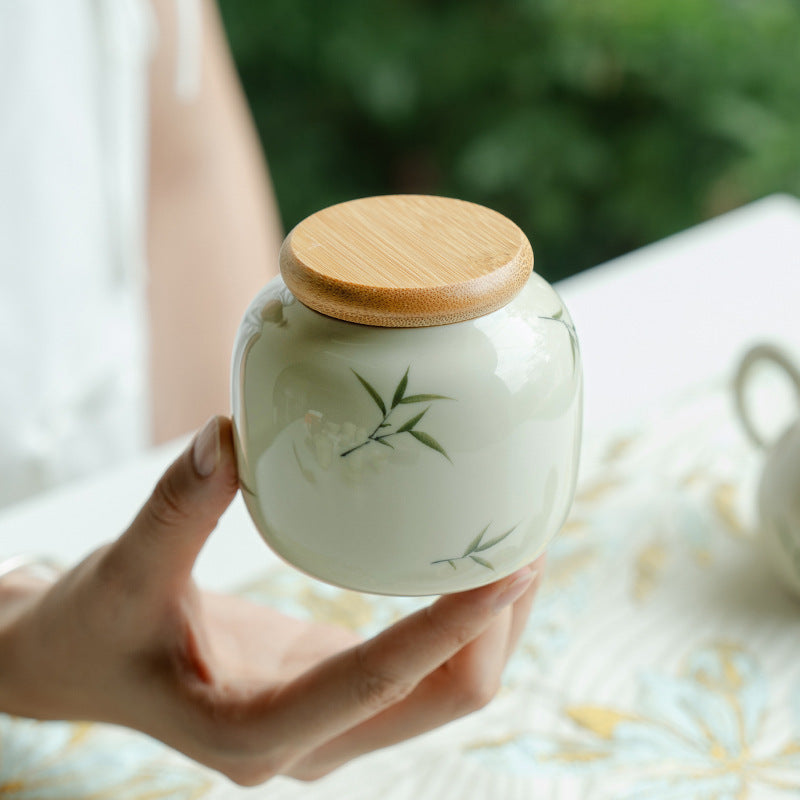 Pure Hand Drawing Bamboo Ceramic Tea Pot Household