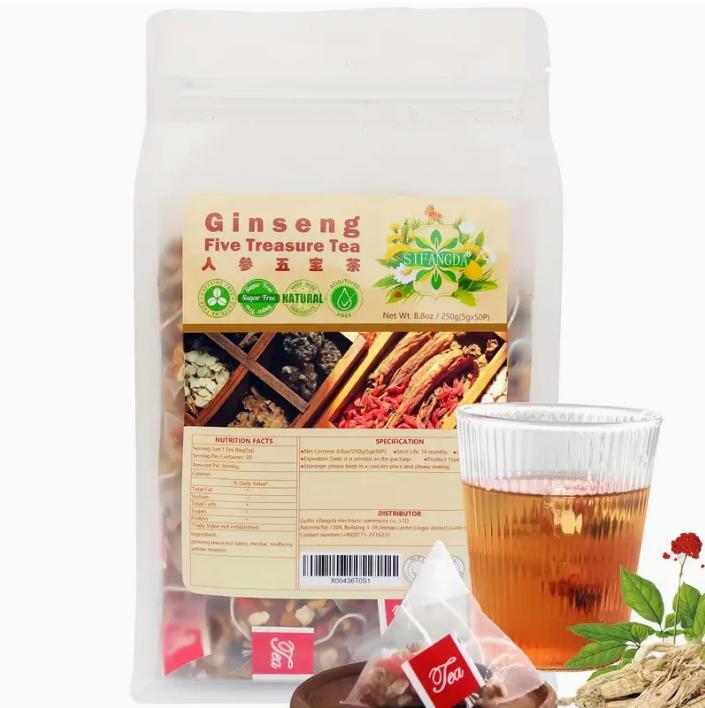 8.81 Oz Five Treasures Ginseng Tea - 250g, 50 Pieces, 5g