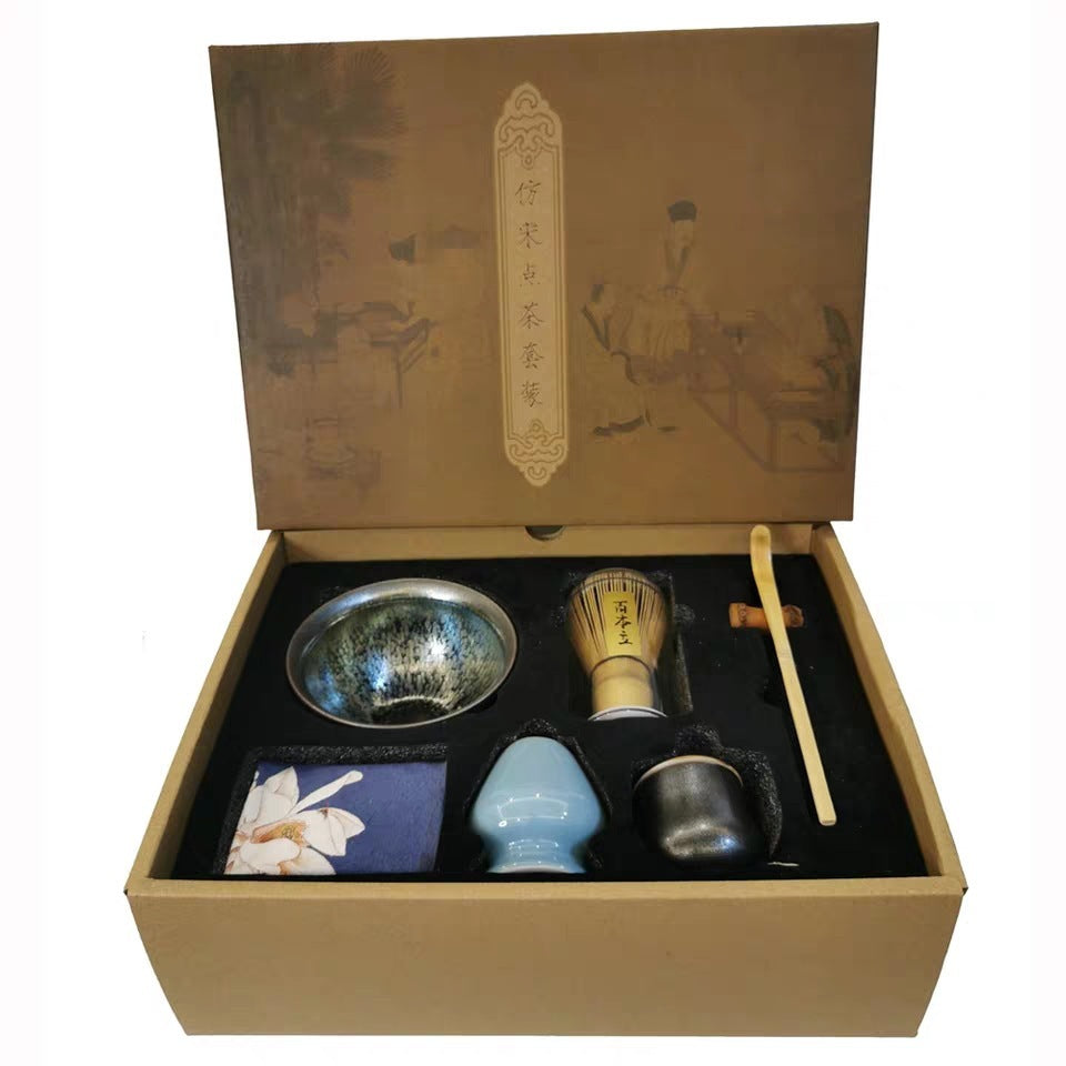 Tea Bowl Brush Towel Powder Pot Set