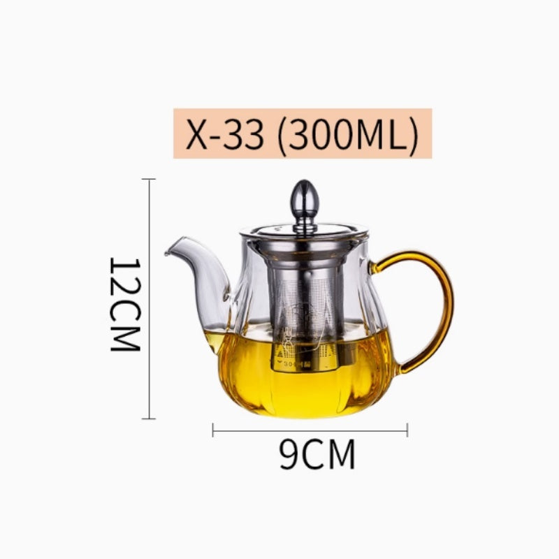 Pumpkin Pot Glass Heat-resistant Flowering Tea Pot Stainless Steel Filter
