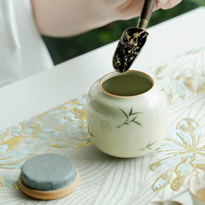 Pure Hand Drawing Bamboo Ceramic Tea Pot Household
