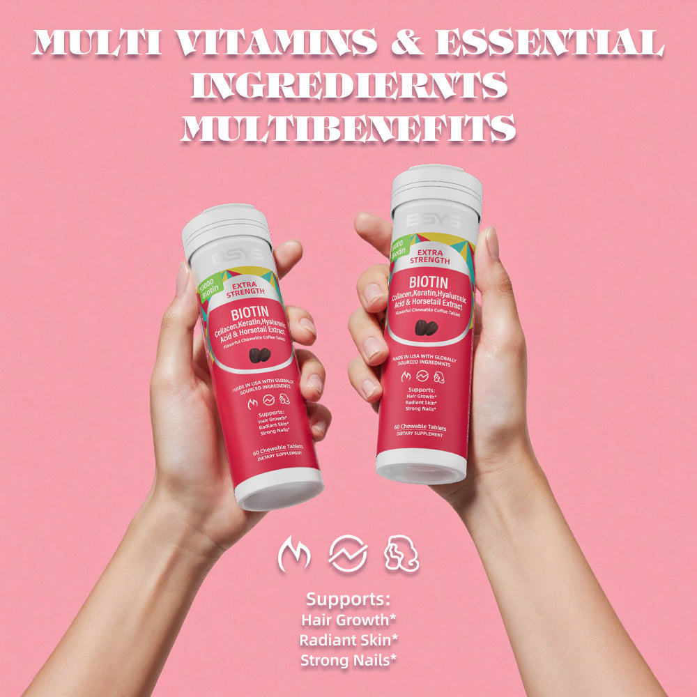 BSYS Coffee-flavored Biotin Chews Hair That Grows  Nails That Shine These Tasty Supplements Taste Like Your Favorite Brew No Chalky Mess Just Glow From The Inside Out HairGoals  CoffeeLo