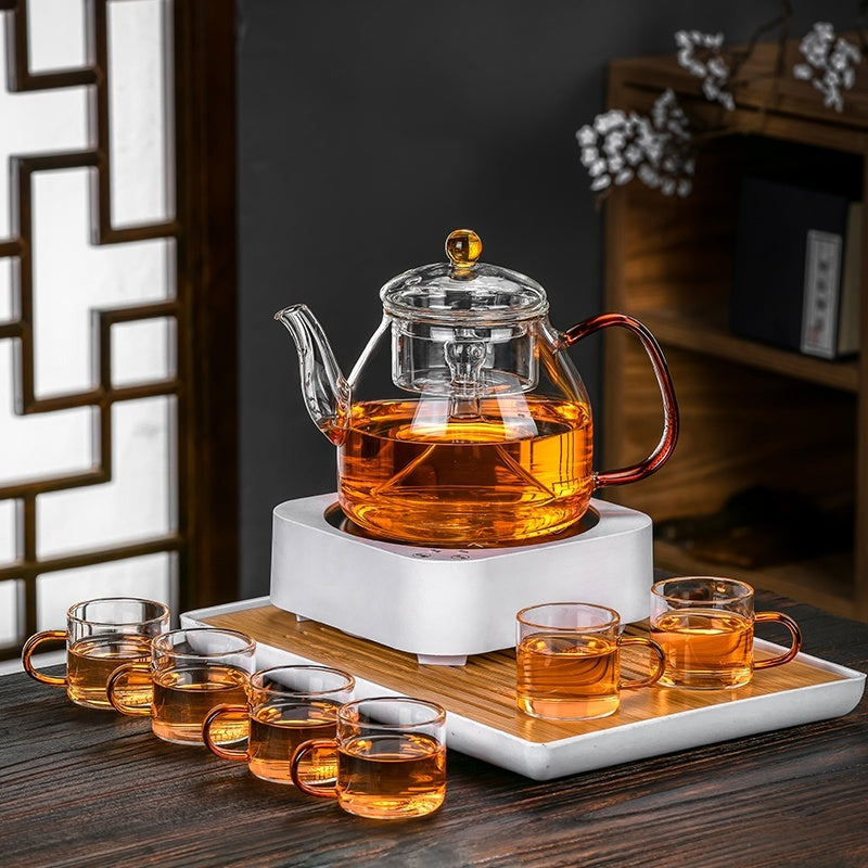 Glass Tea Steaming Pot Household High Temperature Resistant Thickened Steam Tea Kettle Electric Ceramic Stove Tea Cooker