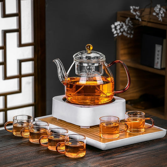 Glass Tea Steaming Pot Household High Temperature Resistant Thickened Steam Tea Kettle Electric Ceramic Stove Tea Cooker
