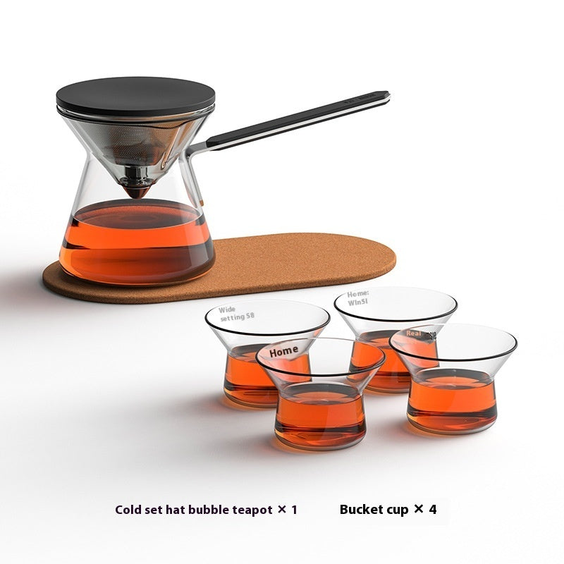 Magnetic Press Type Tea Pot And Glass Cup