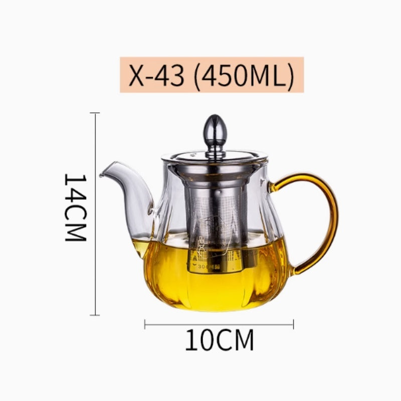 Pumpkin Pot Glass Heat-resistant Flowering Tea Pot Stainless Steel Filter