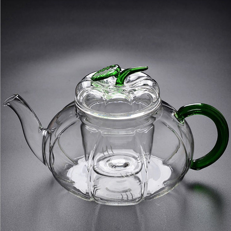 Pumpkin Striped Pot Glass Tea Set Boiled Scented